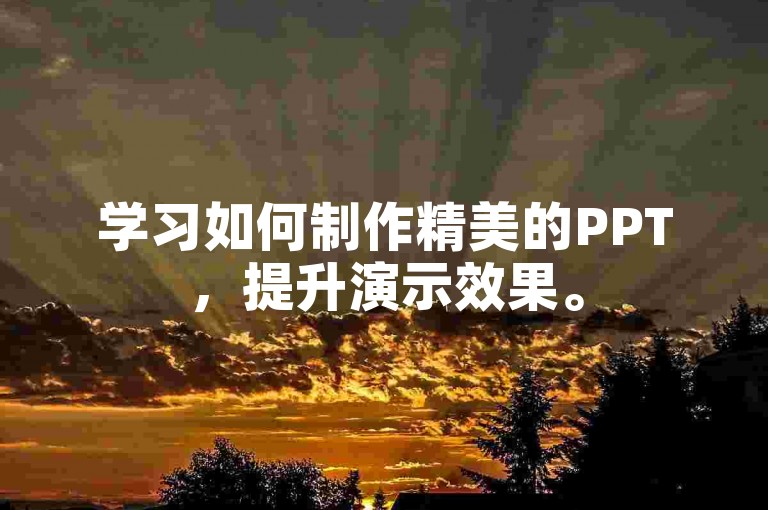 学习如何制作精美的PPT，提升演示效果。