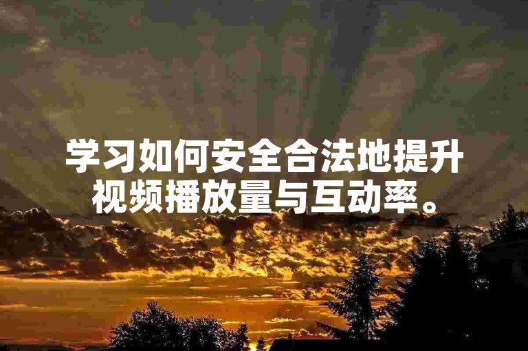 学习如何安全合法地提升视频播放量与互动率。