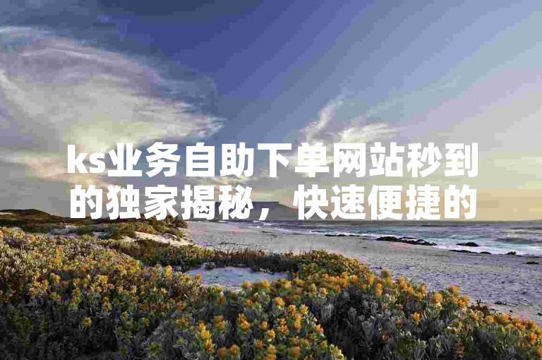 ks业务自助下单网站秒到的独家揭秘，快速便捷的ks业务自助下单平台秒速到账！2025必学
