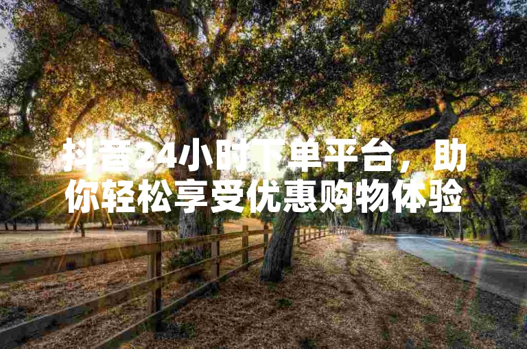 抖音24小时下单平台，助你轻松享受优惠购物体验。