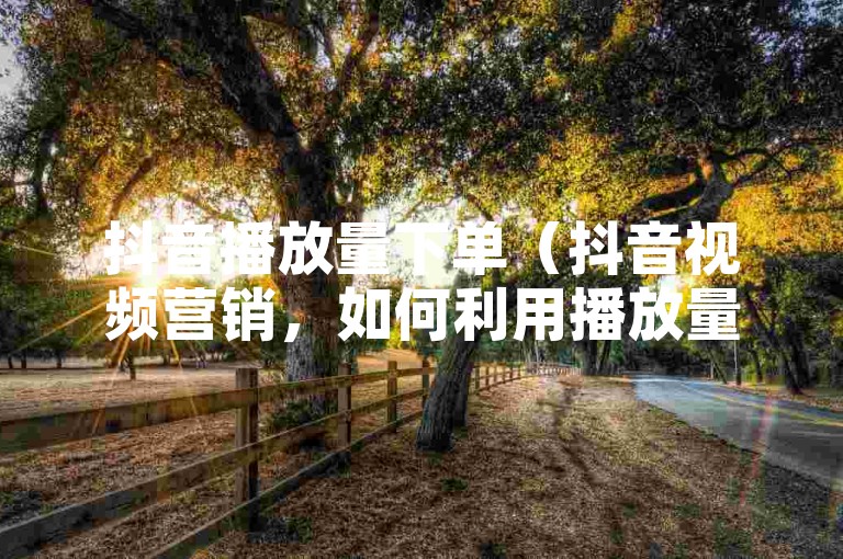 抖音播放量下单（抖音视频营销，如何利用播放量提高下单率），抖音视频营销教程，掌握提升播放量策略，助力下单率飙升。
