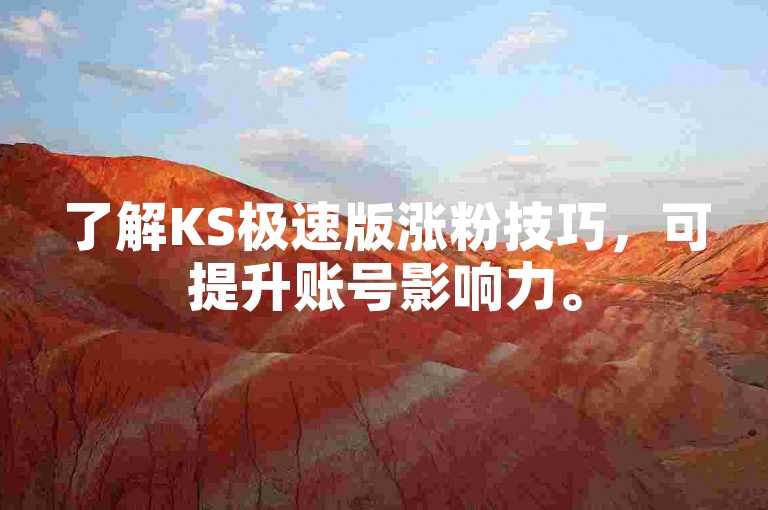 了解KS极速版涨粉技巧，可提升账号影响力。