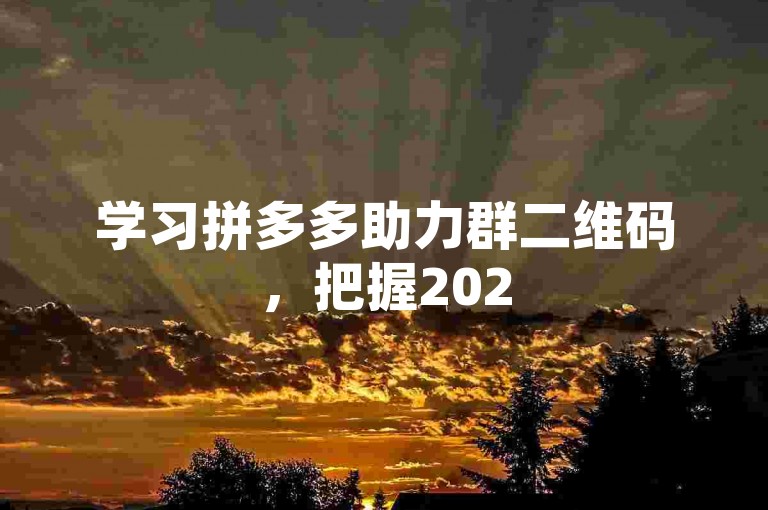 学习拼多多助力群二维码，把握2025年未来趋势与机遇。