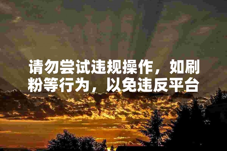 请勿尝试违规操作，如刷粉等行为，以免违反平台规定。