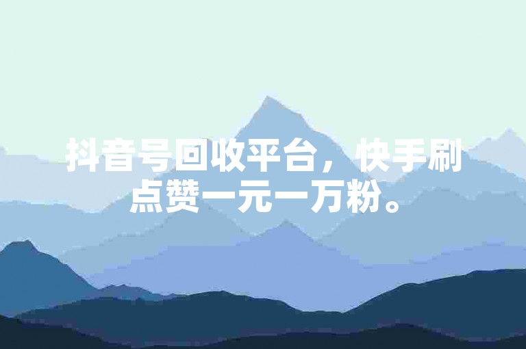 抖音号回收平台，快手刷点赞一元一万粉。