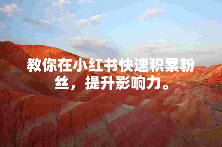 教你在小红书快速积累粉丝，提升影响力。