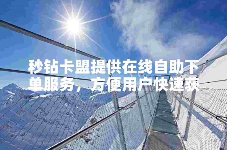 秒钻卡盟提供在线自助下单服务，方便用户快速获取所需业务。