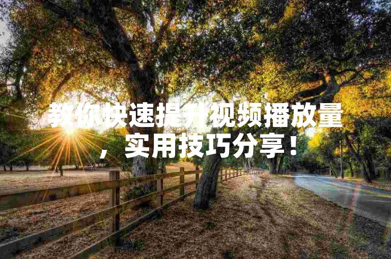教你快速提升视频播放量，实用技巧分享！
