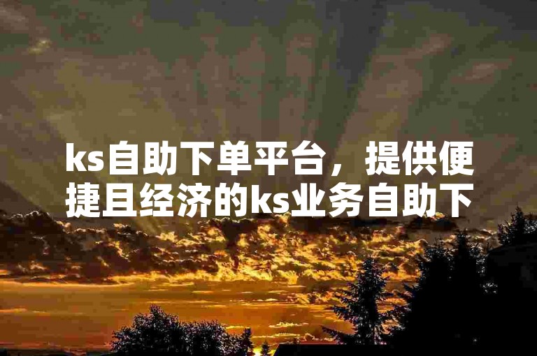 ks自助下单平台，提供便捷且经济的ks业务自助下单服务。