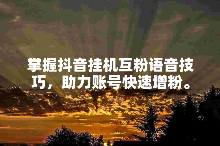 掌握抖音挂机互粉语音技巧，助力账号快速增粉。