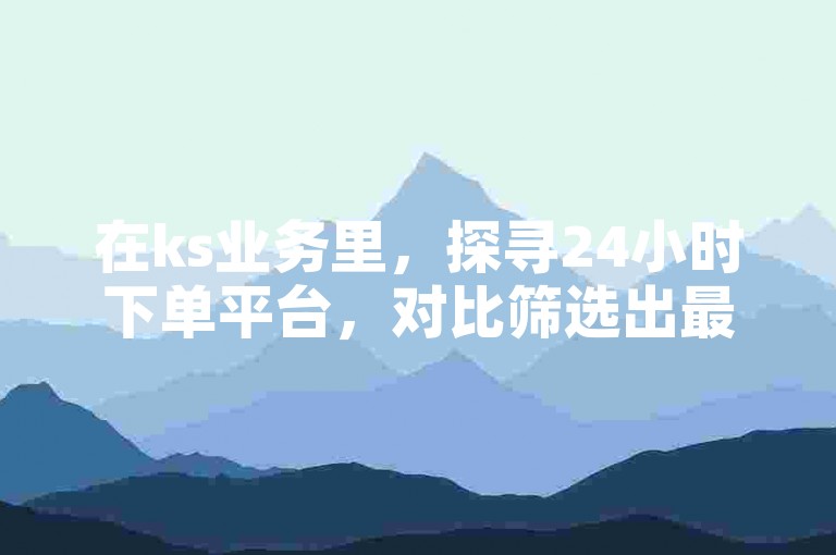 在ks业务里，探寻24小时下单平台，对比筛选出最便宜的选项。