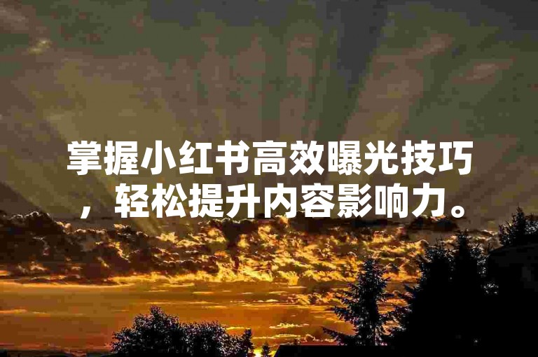 掌握小红书高效曝光技巧，轻松提升内容影响力。