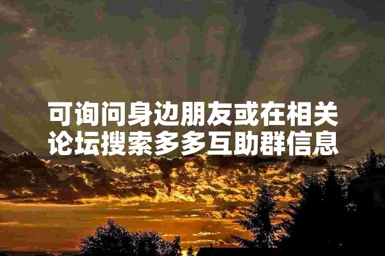 可询问身边朋友或在相关论坛搜索多多互助群信息。