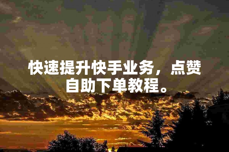快速提升快手业务，点赞自助下单教程。