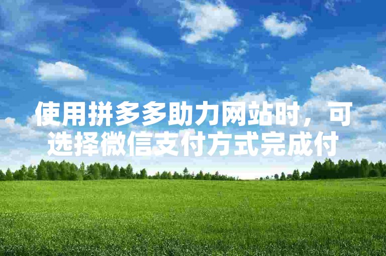 使用拼多多助力网站时，可选择微信支付方式完成付款。