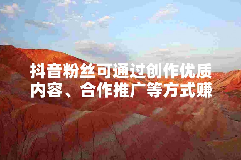 抖音粉丝可通过创作优质内容、合作推广等方式赚钱，切勿代刷访客。
