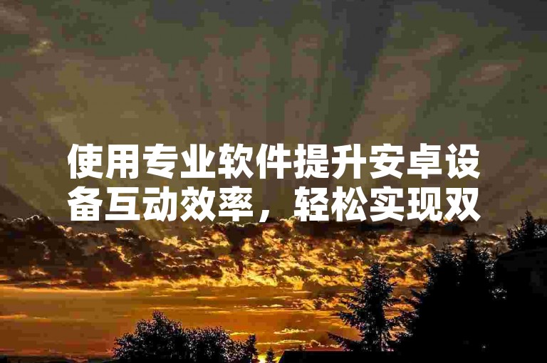 使用专业软件提升安卓设备互动效率，轻松实现双击操作。