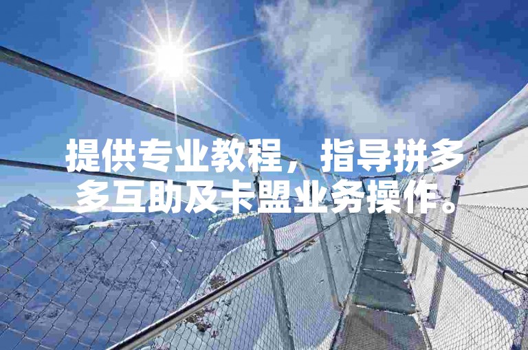 提供专业教程，指导拼多多互助及卡盟业务操作。