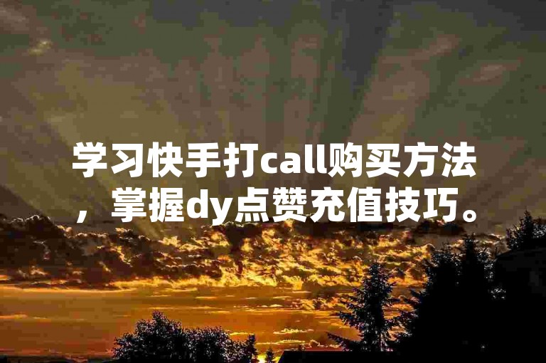 学习快手打call购买方法，掌握dy点赞充值技巧。