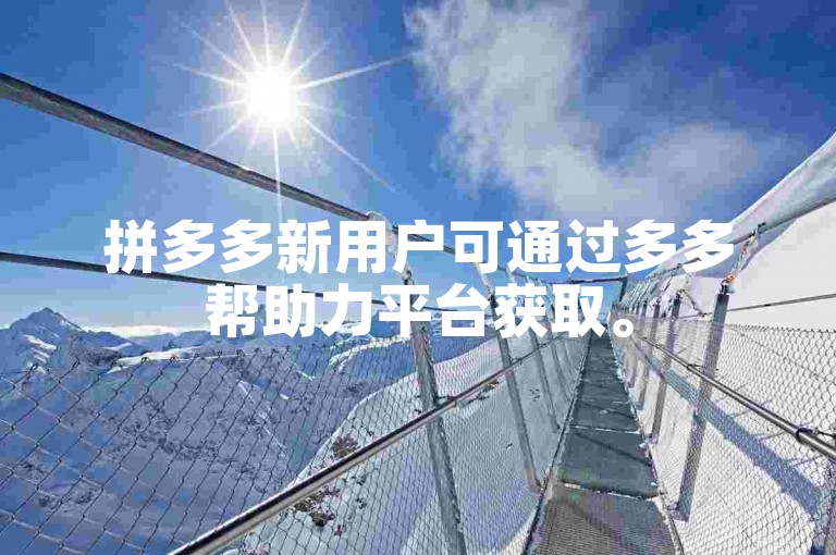 拼多多新用户可通过多多帮助力平台获取。