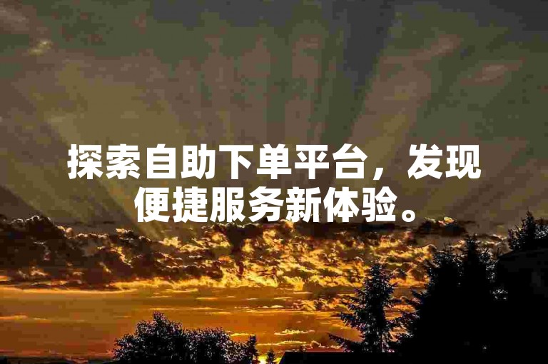 探索自助下单平台，发现便捷服务新体验。