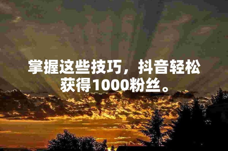 掌握这些技巧，抖音轻松获得1000粉丝。