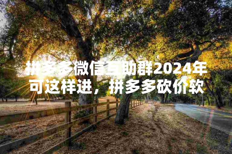 拼多多微信互助群2024年可这样进，拼多多砍价软件别轻信。