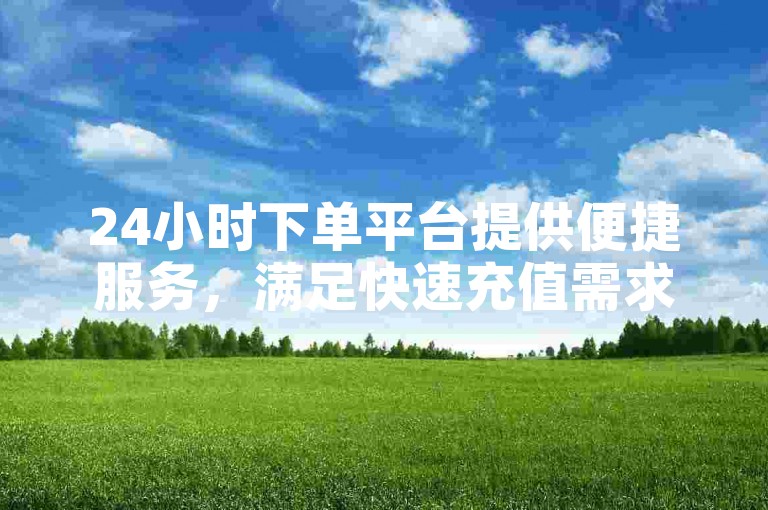 24小时下单平台提供便捷服务，满足快速充值需求。