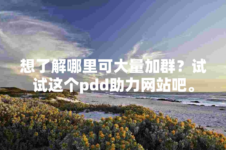 想了解哪里可大量加群？试试这个pdd助力网站吧。