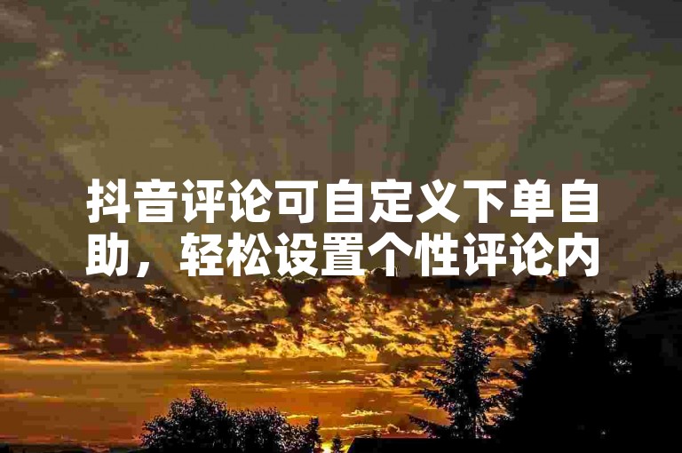 抖音评论可自定义下单自助，轻松设置个性评论内容。