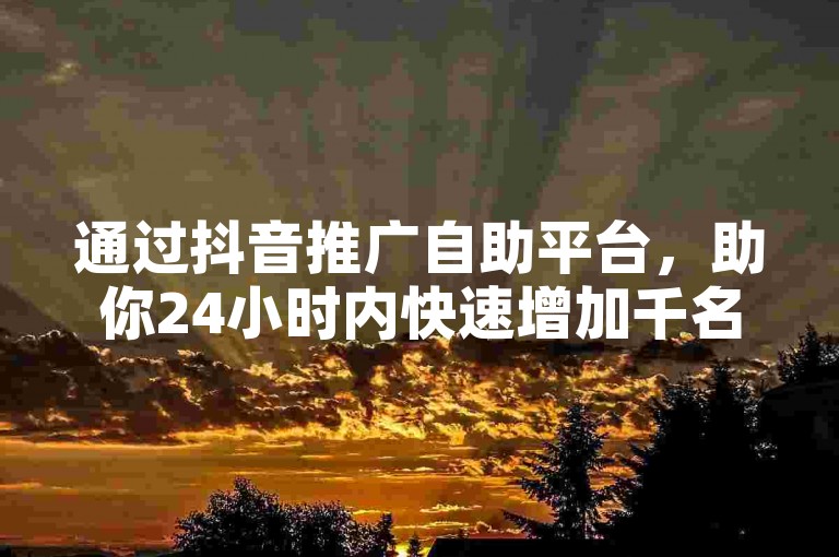 通过抖音推广自助平台，助你24小时内快速增加千名粉丝。