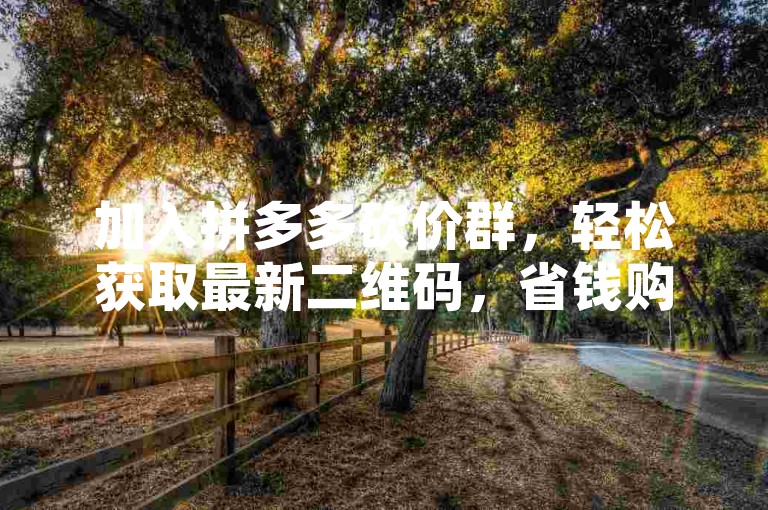 加入拼多多砍价群，轻松获取最新二维码，省钱购物新途径。