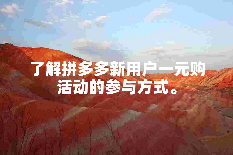 了解拼多多新用户一元购活动的参与方式。