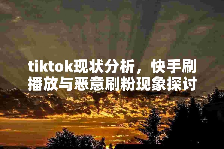 tiktok现状分析，快手刷播放与恶意刷粉现象探讨。