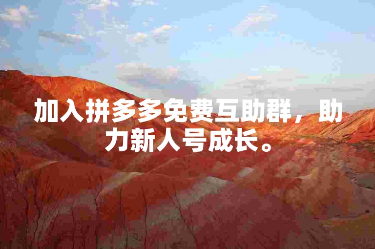 加入拼多多免费互助群，助力新人号成长。