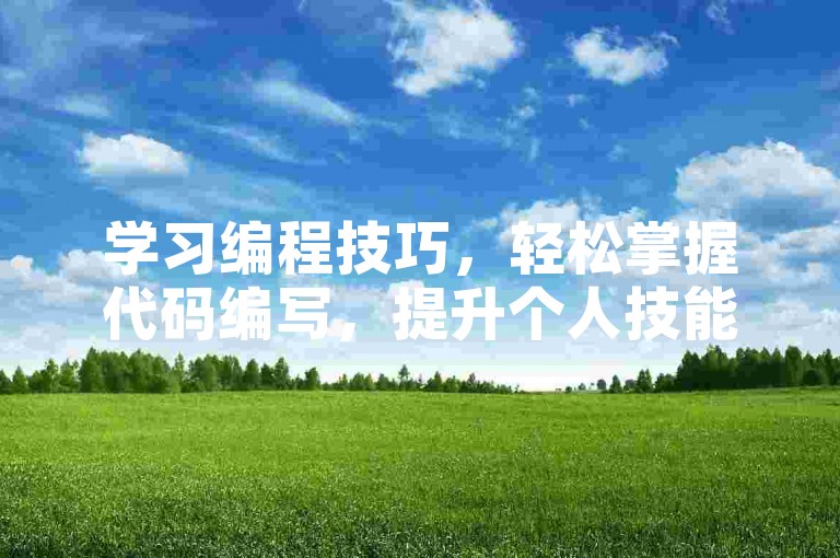 学习编程技巧，轻松掌握代码编写，提升个人技能。