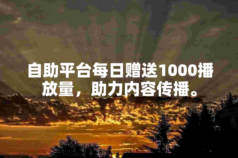自助平台每日赠送1000播放量，助力内容传播。
