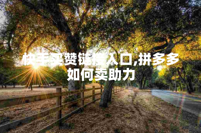 快手买赞链接入口,拼多多如何卖助力