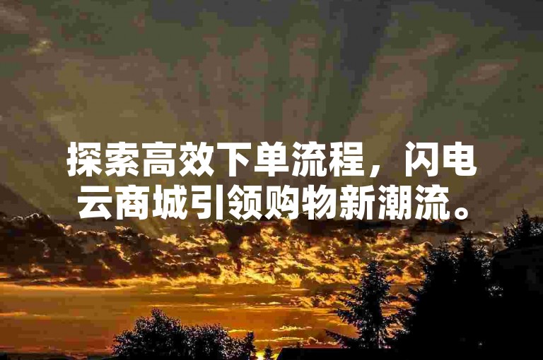 探索高效下单流程，闪电云商城引领购物新潮流。