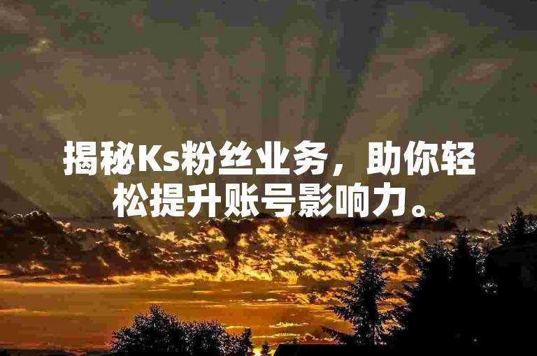 揭秘Ks粉丝业务，助你轻松提升账号影响力。