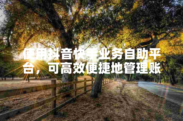 使用抖音快手业务自助平台，可高效便捷地管理账户并优化推广效果。