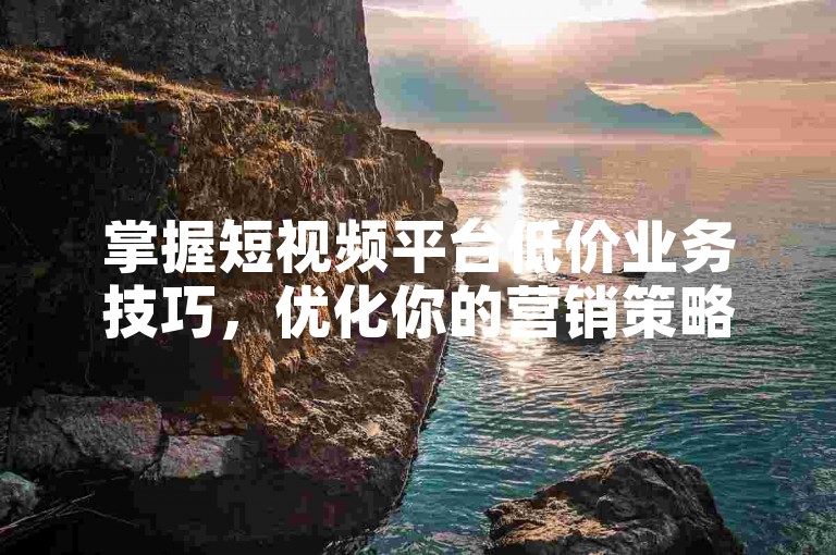 掌握短视频平台低价业务技巧，优化你的营销策略。