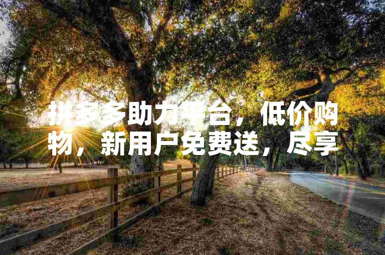 拼多多助力平台，低价购物，新用户免费送，尽享购物新体验。