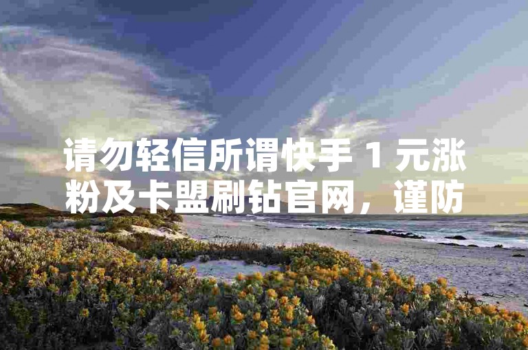 请勿轻信所谓快手 1 元涨粉及卡盟刷钻官网，谨防诈骗与违规风险。