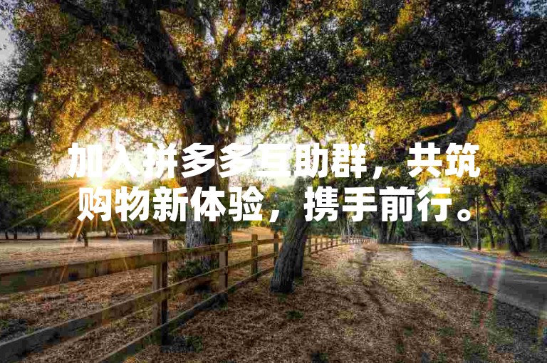 加入拼多多互助群，共筑购物新体验，携手前行。