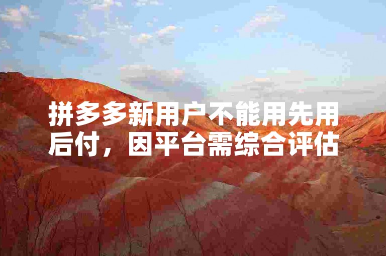 拼多多新用户不能用先用后付，因平台需综合评估信用等因素。