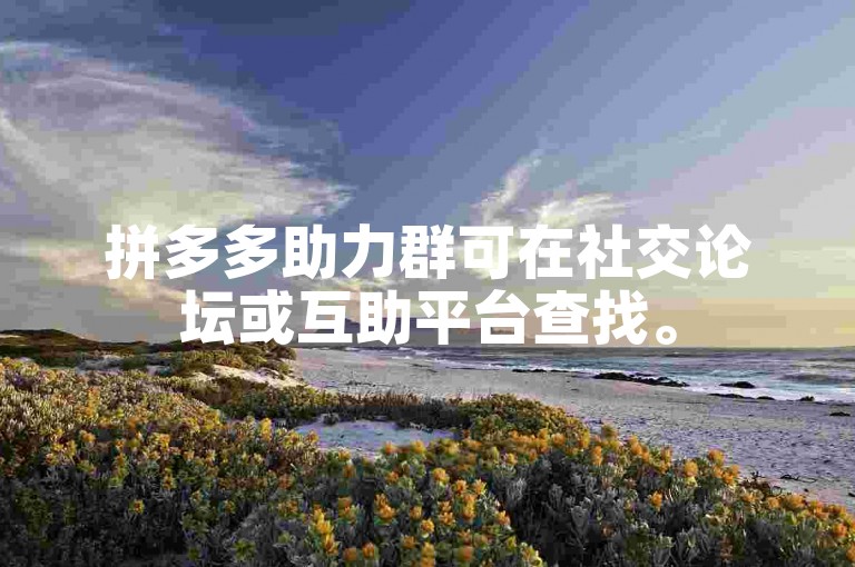拼多多助力群可在社交论坛或互助平台查找。