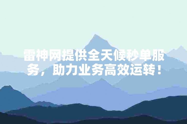 雷神网提供全天候秒单服务，助力业务高效运转！
