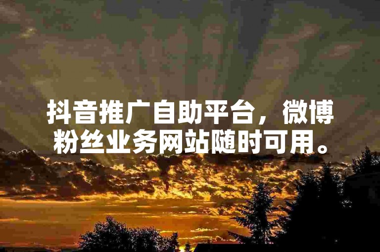 抖音推广自助平台，微博粉丝业务网站随时可用。