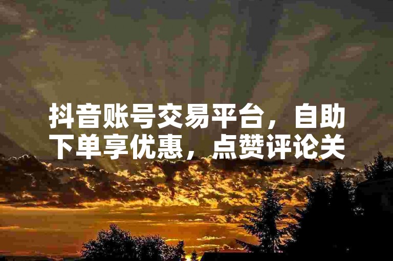 抖音账号交易平台，自助下单享优惠，点赞评论关注赚佣金。